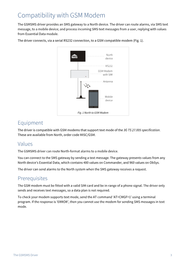 Preview thumbnail of page 3 of the GSMSMS Driver Manual PDF document.